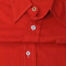 古着●デューンバギー 半袖シャツ　レトロ風シンプルレッド L 2か所ボタン違い・内部毛玉 xwp_画像10