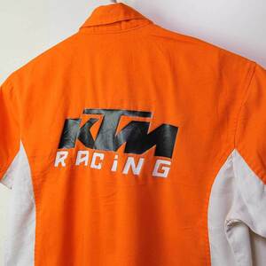  б/у одежда *KTM короткий рукав рубашка "pit shirt" orange & белый M загрязнения * шерсть шар xqp