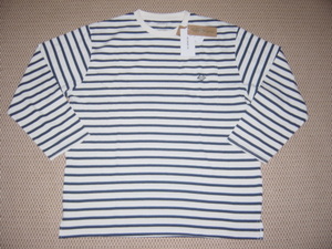  new goods unused *TK Takeo Kikuchi border pattern long sleeve shirt (XL)