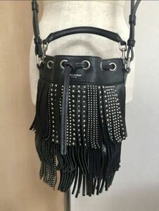  shoulder bag sun rolan emanyu L fringe bucket Mini black black rare party pochette 2way handbag shoulder 