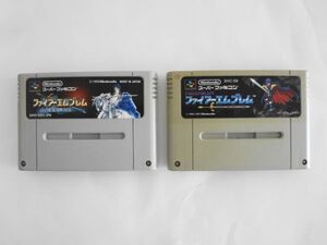 送料無料 即決 使用感あり 任天堂 スーパーファミコン SFC ファイアーエムブレム 紋章の謎 聖戦の系譜 セット レトロ ゲーム ソフト Y570
