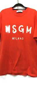 未使用 MSGM Print Tee エムエスジーエム ロゴプリント クルーネック半袖Tシャツ　M オレンジ