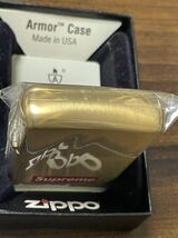 zippo シュプリーム ゴールド アーマー GOLD solid brass 希少品 2011年製 ソリッドブラス ボックスロゴ ケース 保証書_画像5