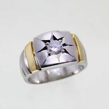 ◎中古美品◎プラチナ，１８金　ダイヤ　0.40ct　メンズリング 　16.5号_画像1