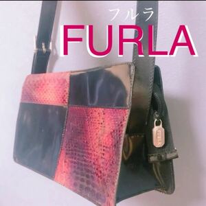 FURLA 【フルラ】 パイソン×エナメル ハンドバッグ ショルダー アニマル 革 イベント お出かけ 