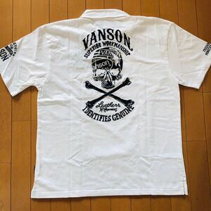 VANSON バンソン 天竺 半袖 ポロシャツ クロスボーンスカル　白　XXLサイズ　新品