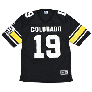ブラック 黒 90s ビンテージ STARTER BIG8 COLORADO フットボールシャツ 黒 46 XL スターター NFL ビッグサイズ vintage old