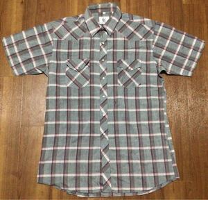 USA import *Corral West Ranch Wear check pattern short sleeves we Stan shirt L size * gray kau Boy 