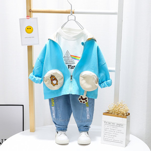  Kids three-piece suit man pretty .. san pattern blue 90cm