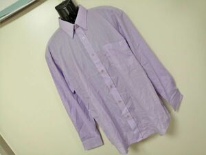 kkaa1283 ■ チェック柄 シャツ ■ ワイシャツ Yシャツ トップス 長袖 チェック ウインドウペン パープル 紫 L～LLサイズくらい