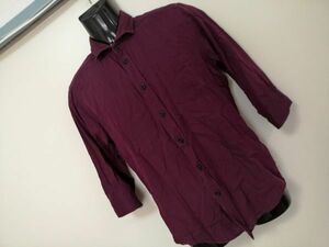 kkaa1381 ■ MK MICHEL KLEIN homme ■ ミッシェルクランオム シャツ トップス 七分袖 ワイン 46 M