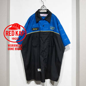 XL / RED KAP レッドキャップ ナスカー NASCAR T/Cツイル コットン ポリ ワークシャツ 半袖 スタッフ GOODYEAR GEMINI 希少 黒青