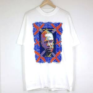 【デッドストック】90's MalcolmX マルコムX Tシャツ L 白 ホワイト キング牧師 ウィニー ネルソン マンデラ スパイクリー 1992年