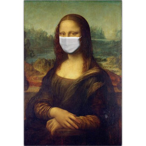 Art hand Auction A3556 Canvas Print Art Poster B6 13*18cm Cloth Painting Masterpiece Da Vinci Mona Lisa Parody Funny [White Mask Wearing, furniture, interior, interior accessories, others