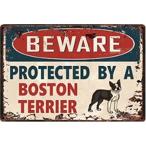 A2794 metal autograph made of metal tin plate signboard plate store attention warning crime prevention animal pet dog number dog . dog Boston terrier 4671