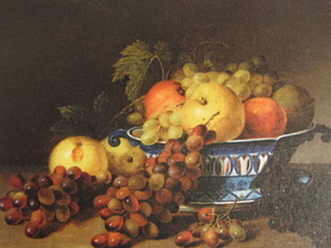 ジェームズ・ピール、果物と盛った磁器の鉢、希少な額装用画集より、新品高級額装付、状態良好、送料無料、海外作家,y321