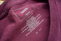 USA古着 VANS バンズ Tシャツ メンズ Mサイズ スケボー スケートブランド バーガンディ ビックロゴ コットン素材 アメリカ仕入 T1164_画像4