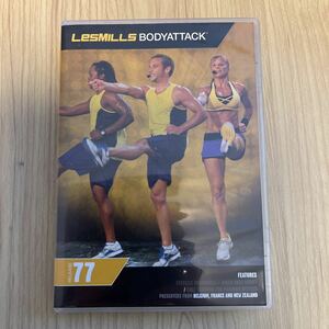 77★レスミルズ★Lesmills★DVD★CD★中古品★BodyAttack★ボディアタック77　★英語コレオノート★CDに音飛びあり3点セット