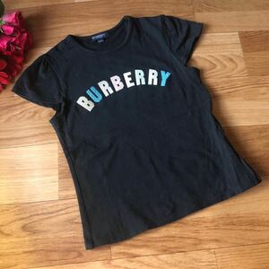 Burberry バーバリー 半袖 Tシャツ 140 黒 カラフル ラメ ロゴ