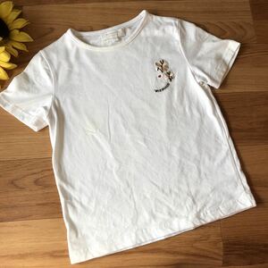 Burberry バーバリー 半袖Tシャツ 120 白 ホワイト ノバチェック フラワー 刺繍