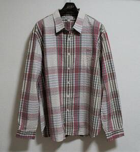 送料無料！【新品】サイズ:XXL WALLACE & BARNES ウォレス&バーンズ seersucker shirt in plaid NATURAL/RED EXPLODED シアサッカー 2