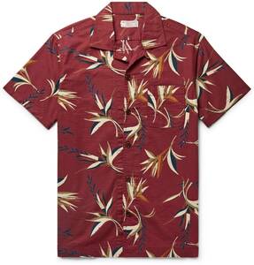 送料無料！【新品】サイズ:XXL WALLACE & BARNES ウォレス&バーンズ BIRD OF PARADIS printed camp-collar shirt オープンカラー BURGUNDY