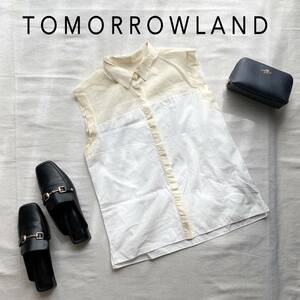 美品★厳選　新品同様　TOMORROWLAND トゥモローランドシャツ ブラウス ノースリーブ 切替 38 M