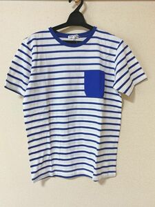 メンズ　ボーダー　半袖Tシャツ　Ｌ　ブルー 【KAE-1401】