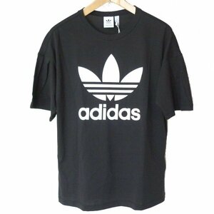 新品M★adidasアディダスオリジナルス/黒トレフォイル袖プリーツTシャツ　ブラック