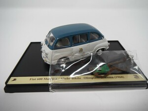 # BRUMM Blum [Fiat 600 Multipla -a Bebe Bikila Rome Olympic (1960) white blue Fiat 600 Multipla die-cast minicar ]