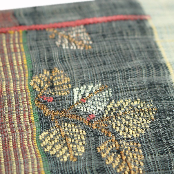C673厳選西陣 手織 市松文様 伝統の貴品 墨色地 両面高級美術袋帯 新品 