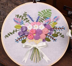 手刺繍 フランス刺繍 ハンドメイドお花模様刺繍作成セット刺繍作成キット