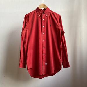 古着 Ralph Lauren ラルフローレン B.D.Shirt ボタンダウンシャツ 長袖シャツ レッド S　B61