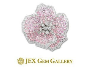 K18WG Pink Sapphire Broach № 44110