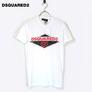 【定価3.6万・新品・XL】 DSQUARED2（ディースクエアード）クルーネックコットンプリントTシャツ ホワイト イタリア製 S74GD0441