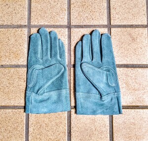 【新品未使用】ブルー 耐熱グローブ 耐熱 手袋 レザー キャンプ バーベキュー アウトドア 焚火