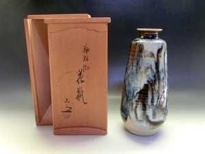  vase #.... Shimizu six .. also box flower vase flower raw . Kyoyaki old fine art era thing antique goods #