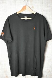 ☆US古着 POLO Ralph Lauren ラルフローレン Tシャツ 刺繍ワッペン付 ポニーロゴ刺繍 ブラック黒【L】コットン　　　　　◆3096◆