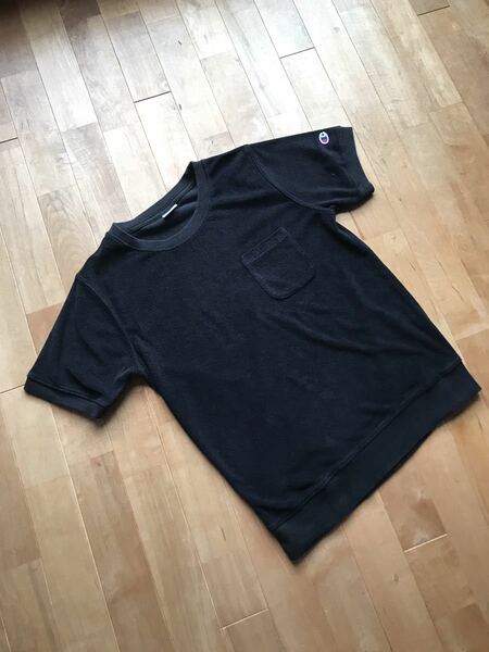 Champion チャンピオン パイル地 クルーネック半袖Tシャツ サイズS 黒