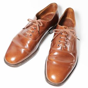 80s 美品/希少品” SANDERS サンダース SKIPPER Shoes別注 プレーントゥ シューズ UK10程度 28.5cm相当 ライトブラウン FRANKLIN S&S