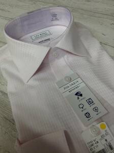 新品　39-84長袖Ｍサイズ ★ピンクダイヤ柄組織生地 セミワイドカラーカッターシャツ★ドレスシャツ 定価5,990のお買い得品です。