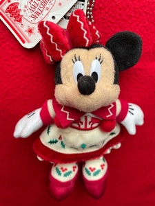 ディズニーリゾート ◆　ミニー　ミニーマウス　ぬいぐるみバッジ　ぬいば　クリスマス　2015／新品・タグ付き