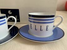 即決最終出品★ELLE　エル　カップ＆ソーサー　ペア　ブルー＆ネイビー_画像3