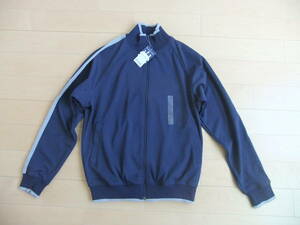 UNIQLO ユニクロ　ジャージ navy grey ネイビー 紺 Dry jersey jacket 100% POLYESTER LARGE L 