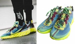 アンダーカバー × NIKE REACT ELEMENT 87 27.5 リアクト エレメント 87 コラボ 別注 スニーカー LAKESIDE/ELECTRIC YELLOW