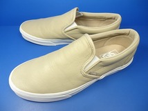 9690■美品 VANS SLIP ON LEATHER バンズ スリッポン レザー ベージュ US9 27 cm_画像1