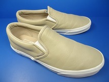 9690■美品 VANS SLIP ON LEATHER バンズ スリッポン レザー ベージュ US9 27 cm_画像2