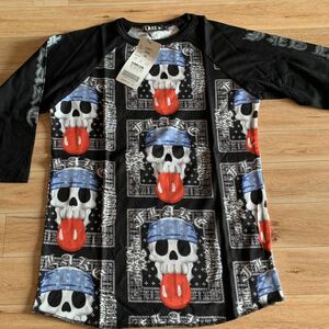 FLAKEf Ray k skull pattern 7 minute sleeve T-shirt 140cms Calvin dana