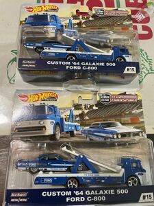 送料込2台セット TEAM TRANSPORT CUSTOM ’64 GALAXIE 500 FORD C-800 カスタム ギャラクシー フォード トランスポート ホットウィール