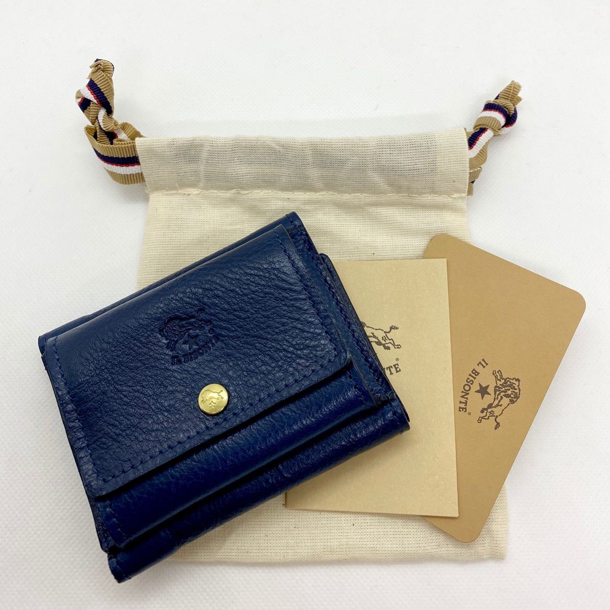 【誠実】 【新品未使用】イルビゾンテ ブルー☆ ☆アヴィオ 三つ折りコンパクト財布 折り財布